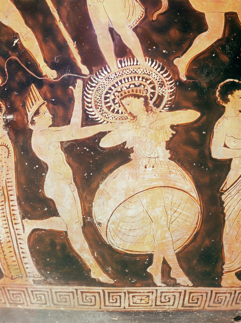 Dansere under Karneia, detalj (keramikk) av Greek