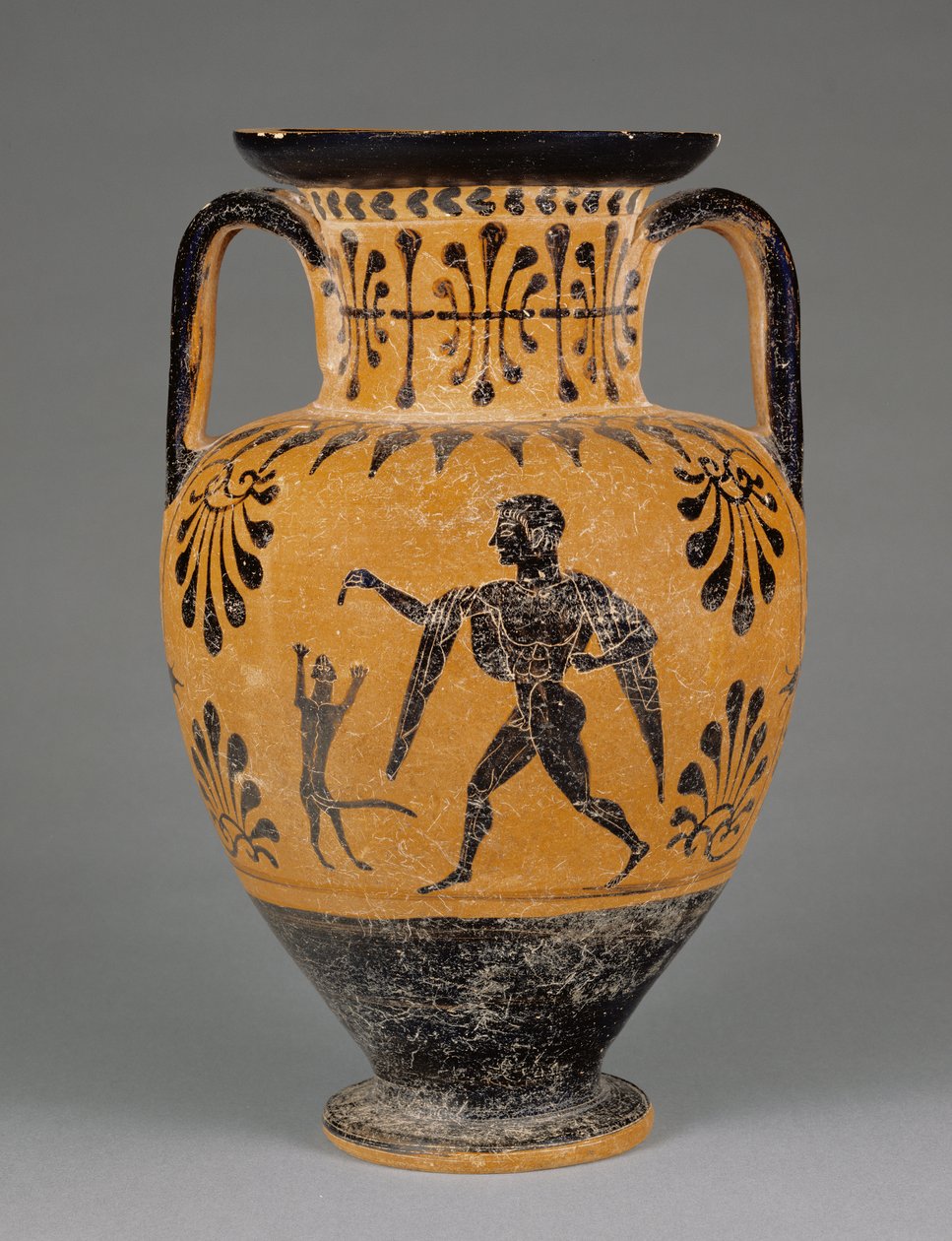 Etruskisk halsamfora med svart figur, ca. 490 f.Kr. (terrakotta) av Greek