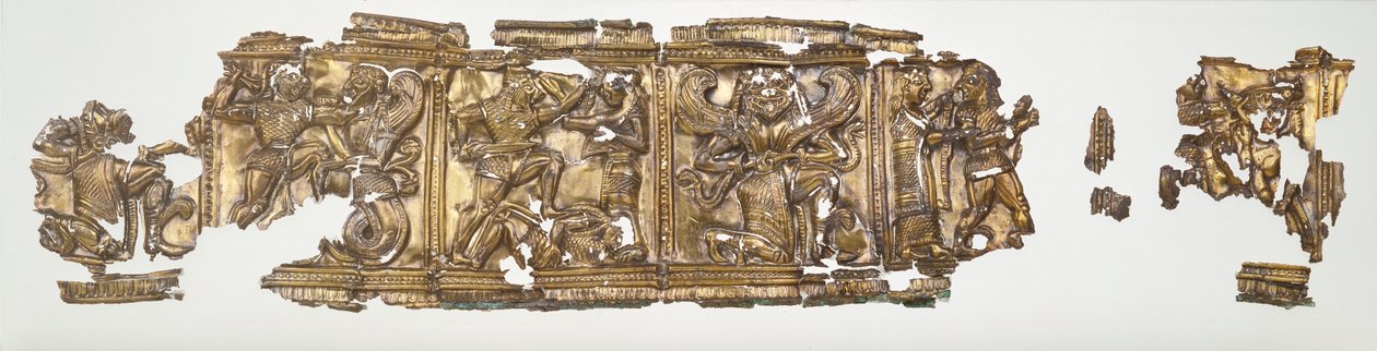 Reliefffragment, ca. 540-30 f.Kr. (forgylt og gull) av Greek