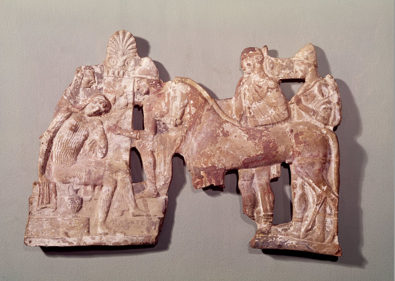 Relieff som viser møtet mellom Orestes og Electra ved graven til Agamemnon av Greek