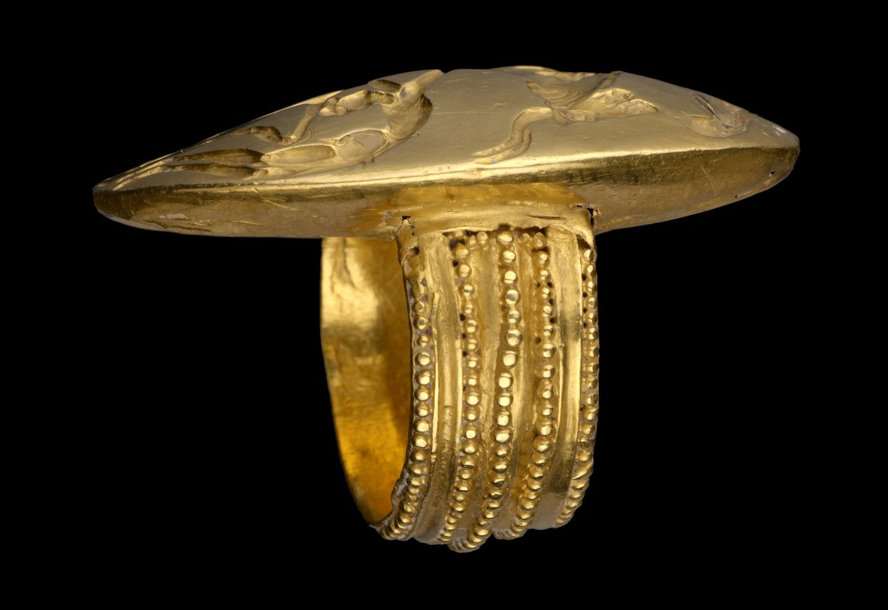 Signetring, 1500-1300-tallet f.Kr. (gull) av Greek