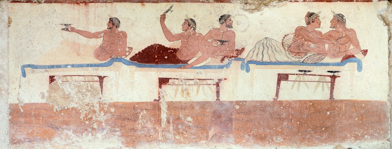 Symposiumscene, ca. 480-490 f.Kr. (fresco) av Greek