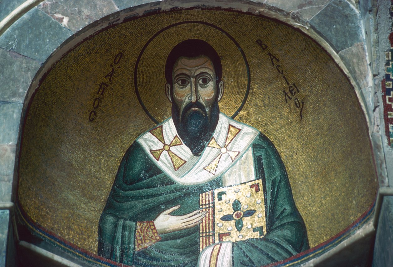 St Basil, mosaikk i Katholikon (mosaikk) av Greek School
