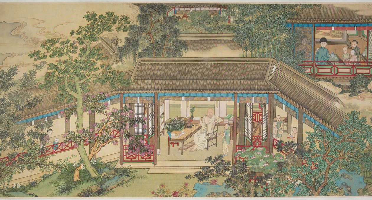 Portrett av Wang Shih-min (blekk og farger på silke) av Gu Jianlong