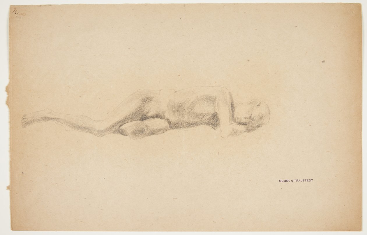 Studie av en gipsavstøpning fra Pompeii. Løgnende mann av Gudrun Traustedt