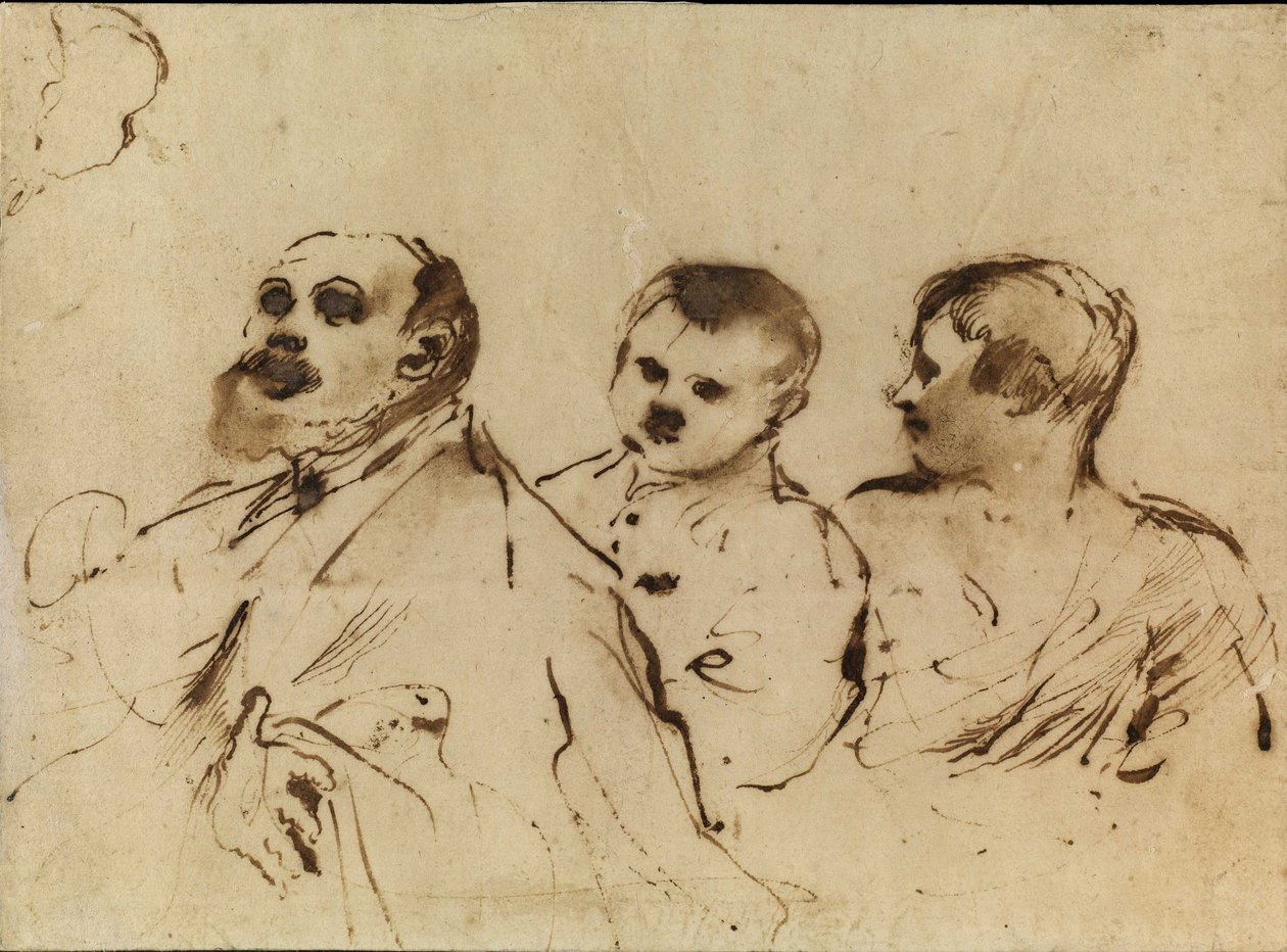 En biskop med to barn av Guercino