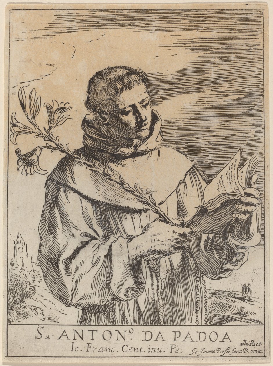 Den hellige Antonius av Padua. av Guercino