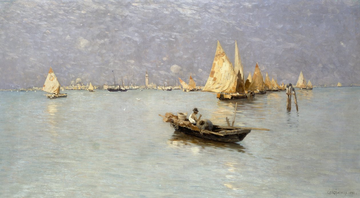 Seilbåter i venetiansk lagune av Guglielmo Ciardi