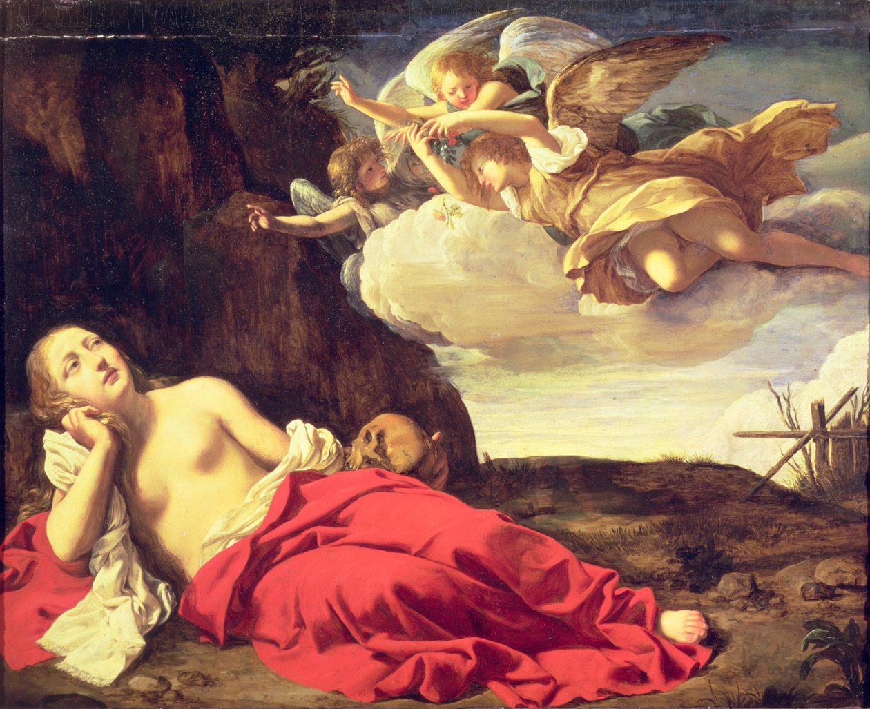 Penitent Mary Magdalene (olje på tinnbelagt kobber) av Guido Cagnacci