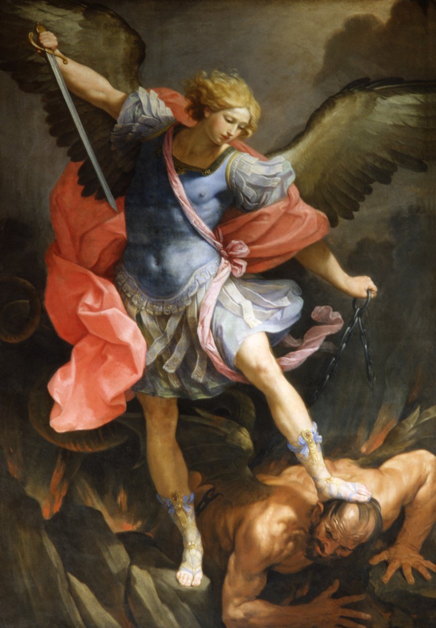 Erkeengelen Michael beseirer Satan, ca. 1636 av Guido Reni