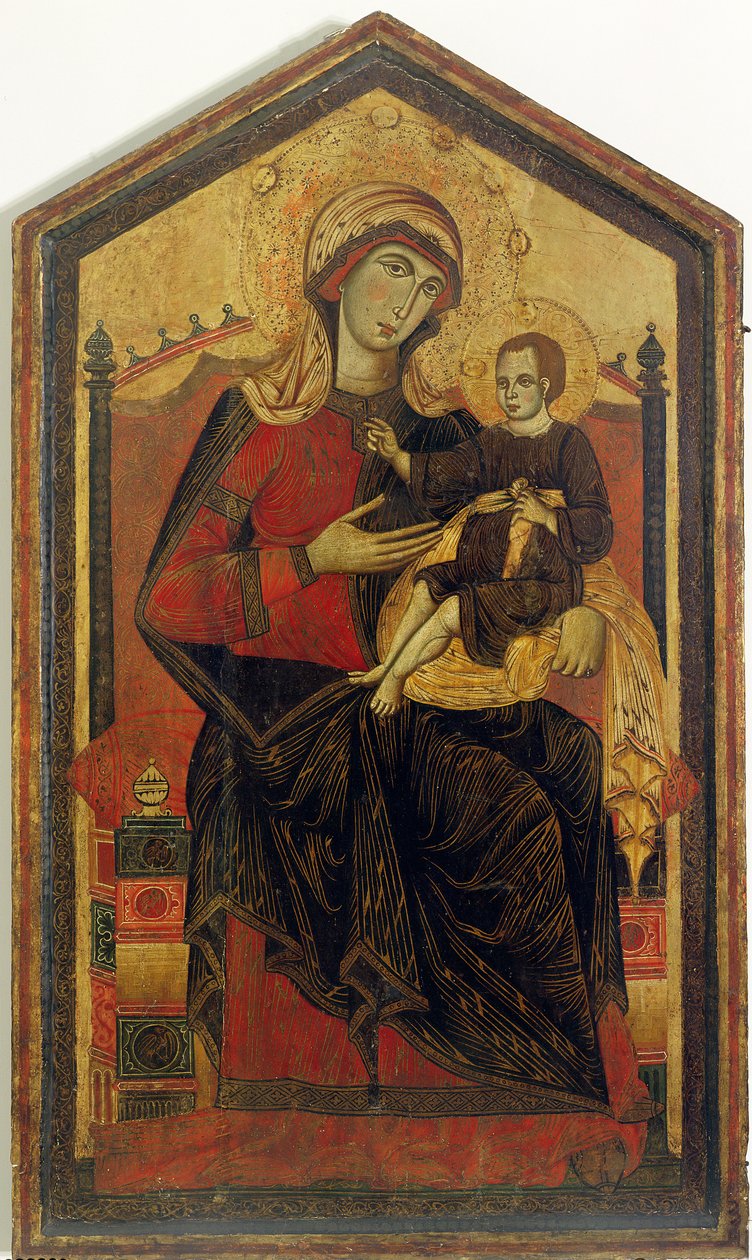 Madonna and Child Enthroned (tempera på panel) av Guido da Siena