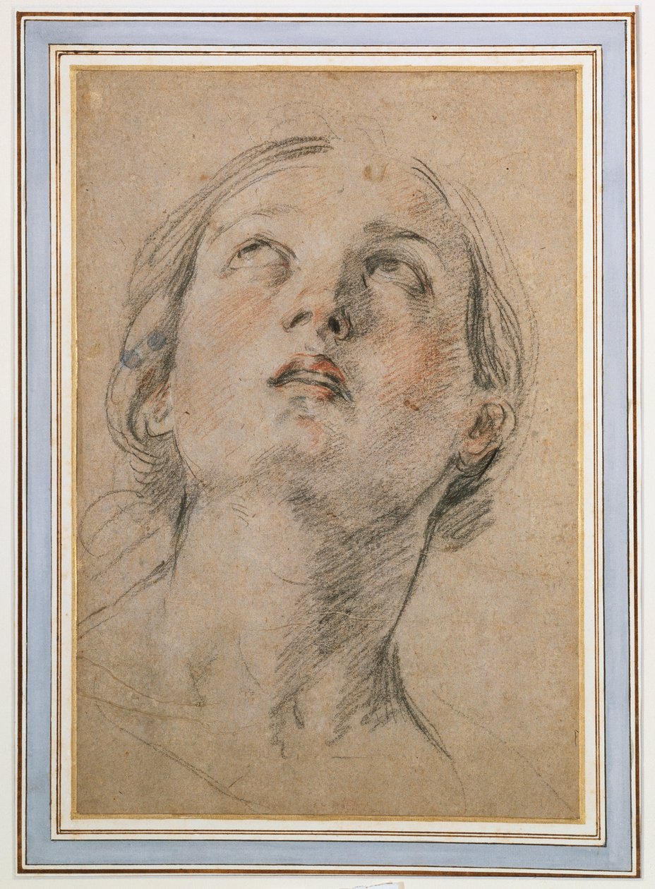 Hodet til en kvinne som ser opp av Guido Reni