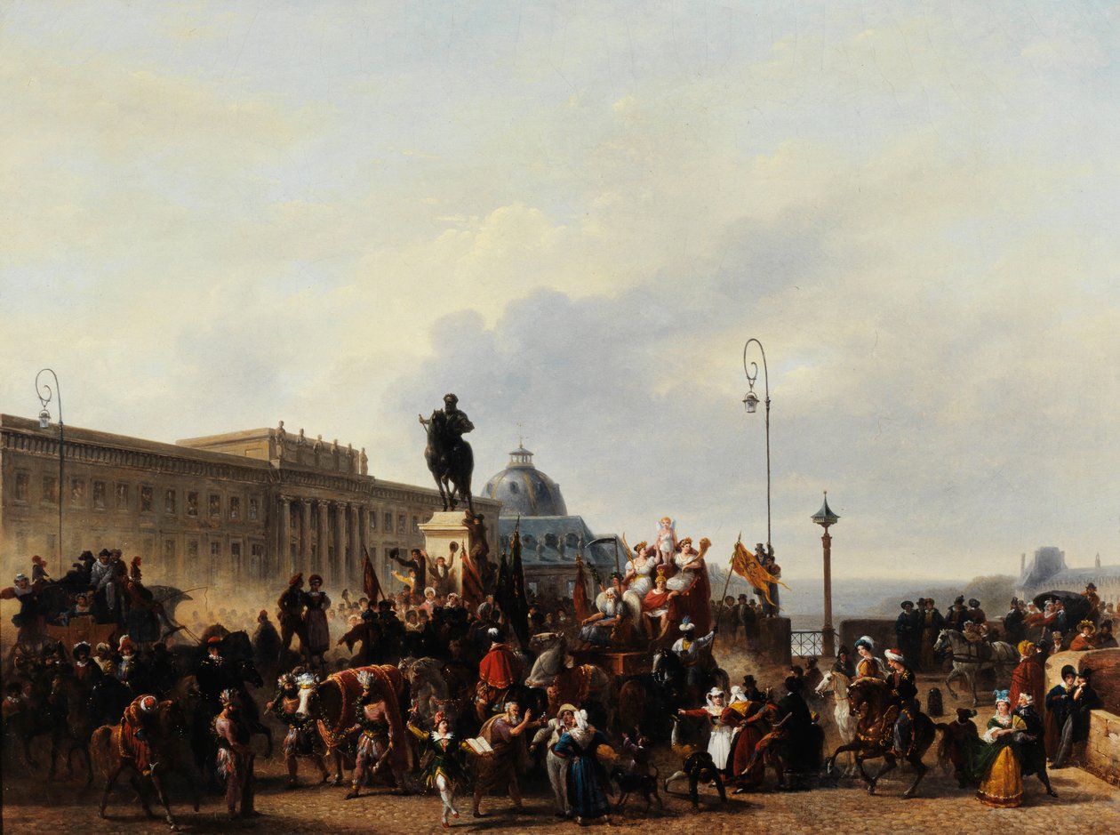 Maskerade på Pont Neuf av Guillaume Frederic Ronmy