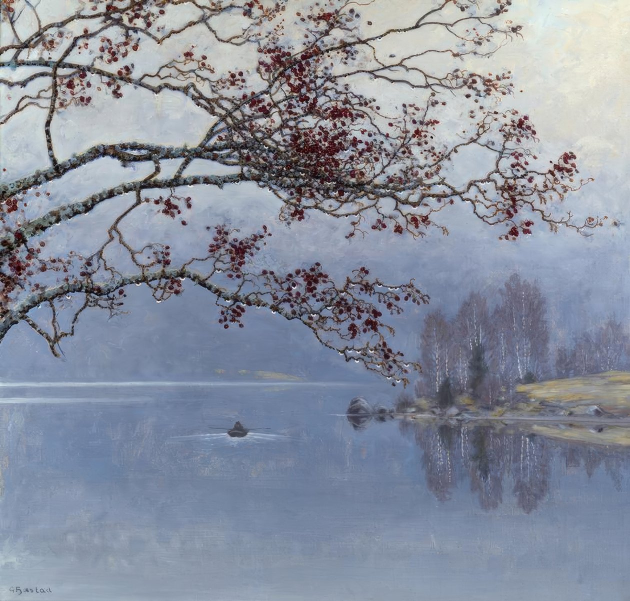 Herbststimmung am See av Gustaf Edolf Fjaestad