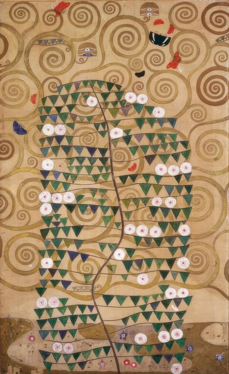 Livets tre (høyre ytre del med blomstrende busk) av Gustav Klimt