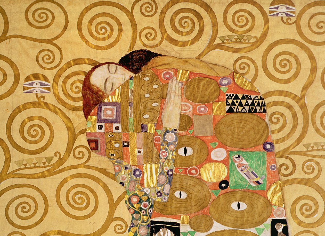 Oppfyllelse (Stoclet Frieze) ca. 1905-09 (tempera, wc) (detalj av 65884) av Gustav Klimt