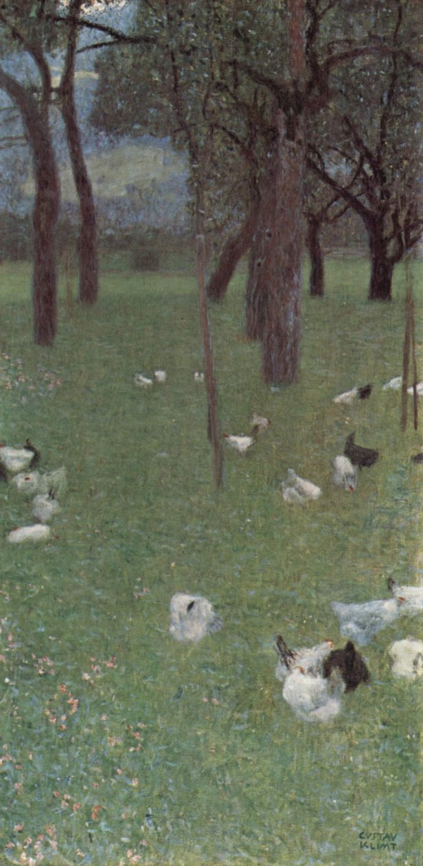 Hage med kyllinger i St. Agatha av Gustav Klimt