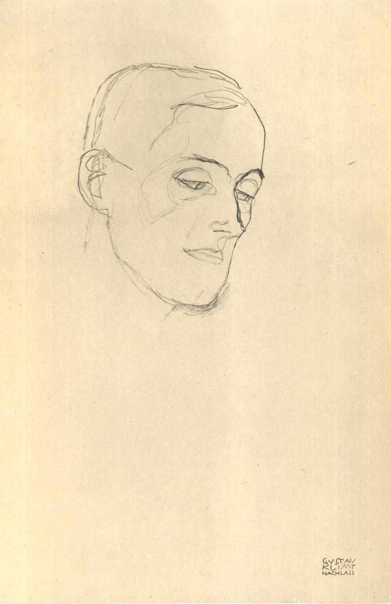 Hovedstudie i trekvartsprofil av Gustav Klimt