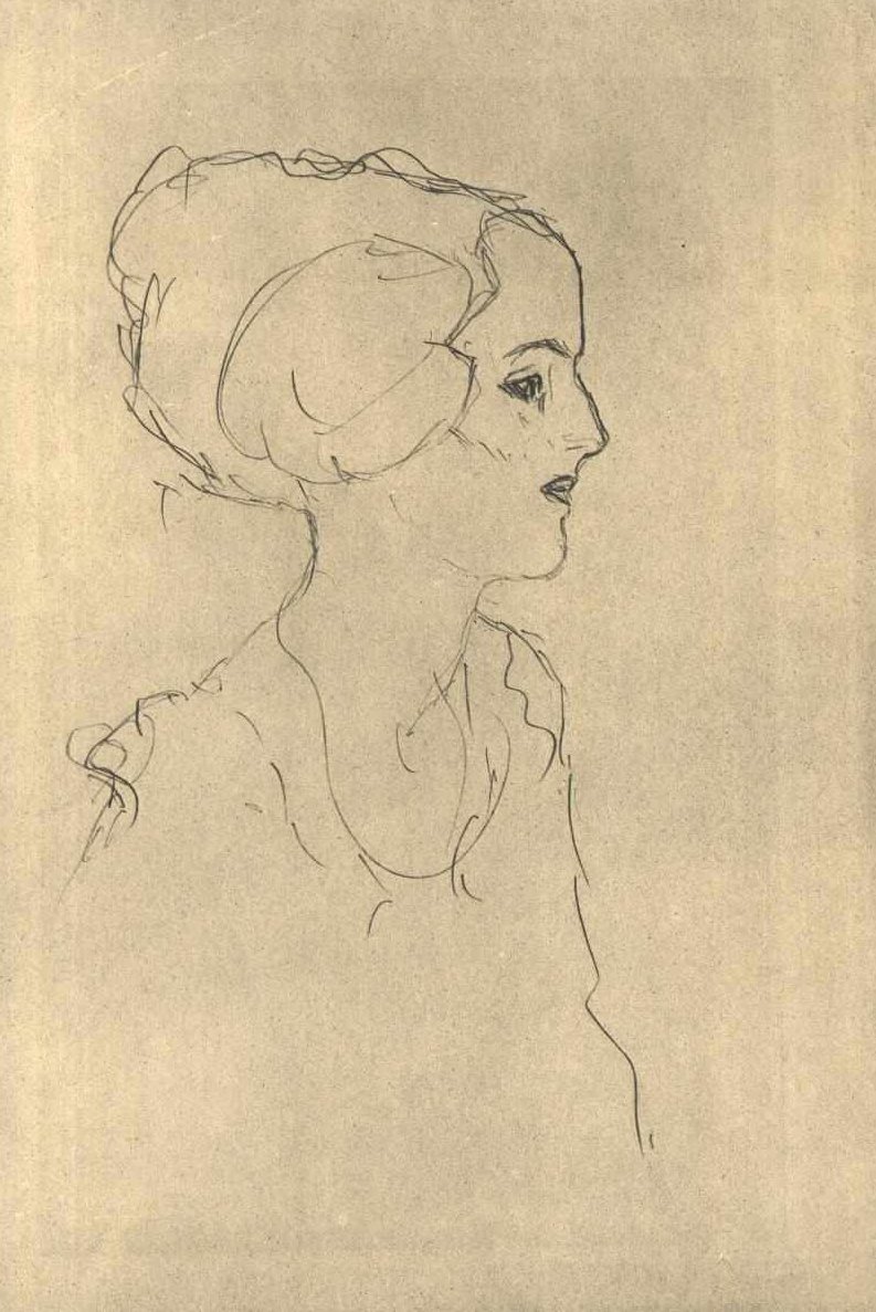 Jente i profilen til høyre av Gustav Klimt