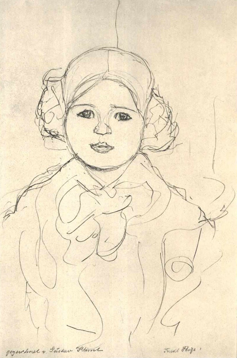 Jentestudie forfra av Gustav Klimt