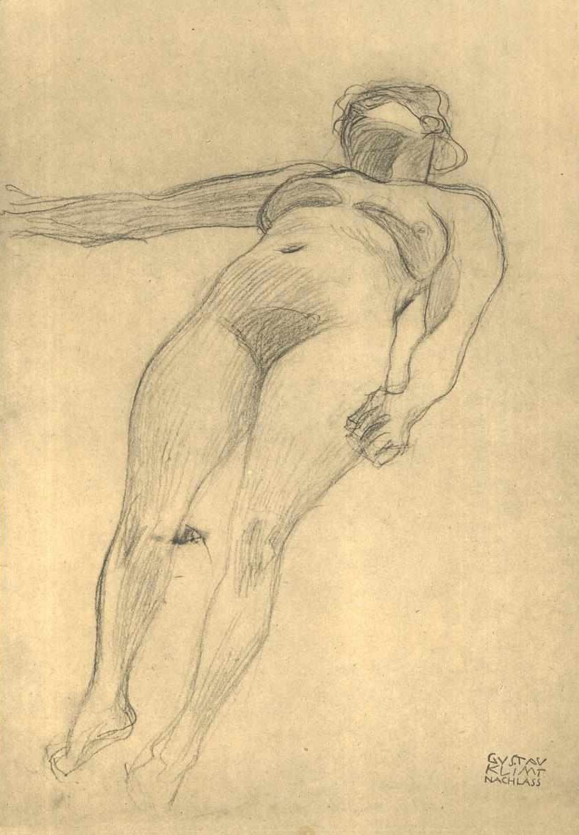Naken flyter til høyre av Gustav Klimt