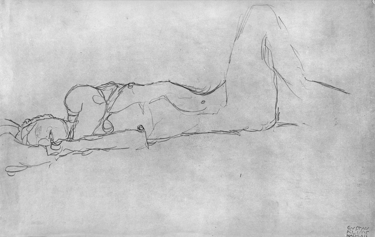 Liggende naken kvinne av Gustav Klimt