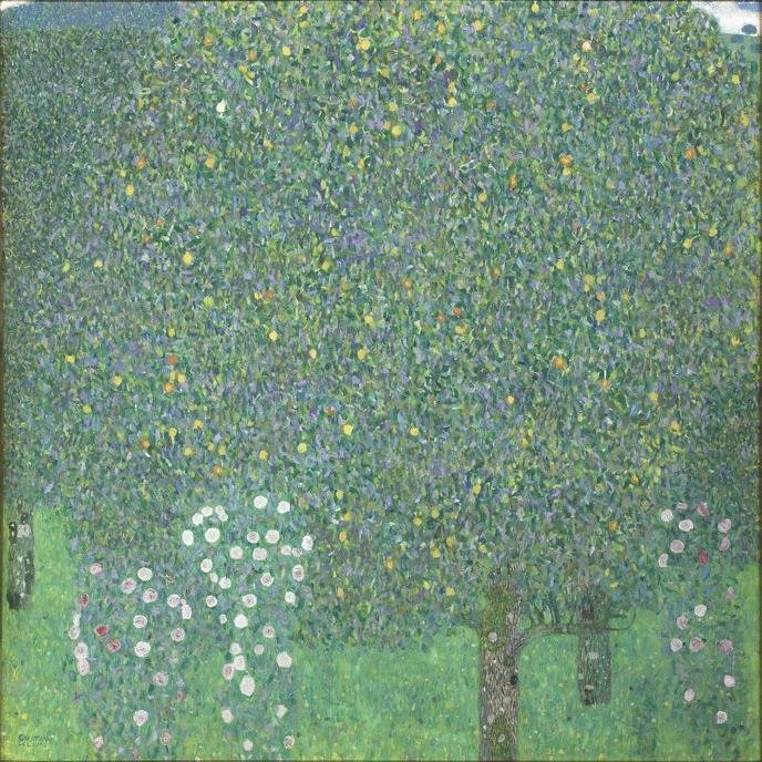 Rosebusker under trærne av Gustav Klimt