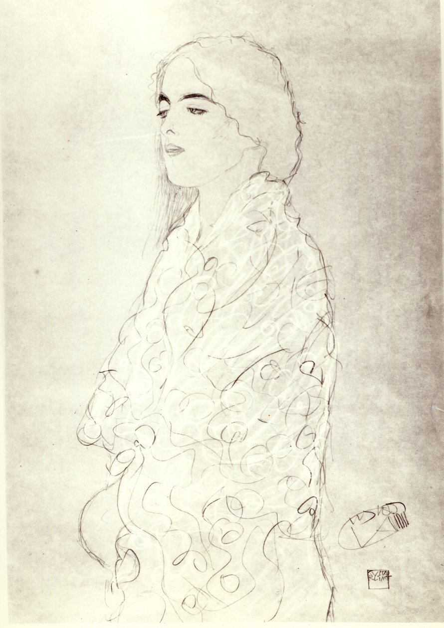 Stående kledd dame, ca. 1916 av Gustav Klimt