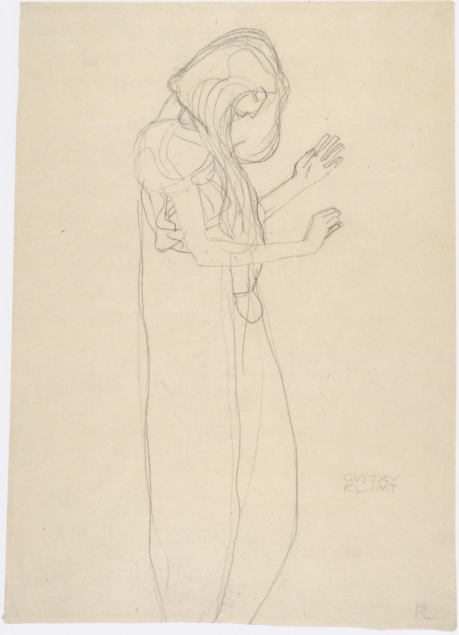 Stående kvinnefigur til høyre av Gustav Klimt