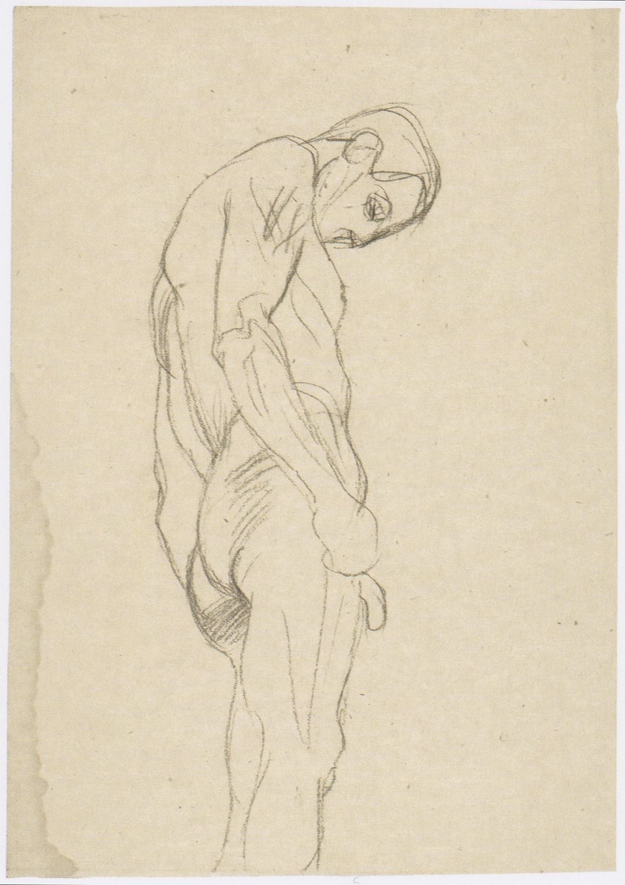 Stående mann til høyre med bøyd hode av Gustav Klimt