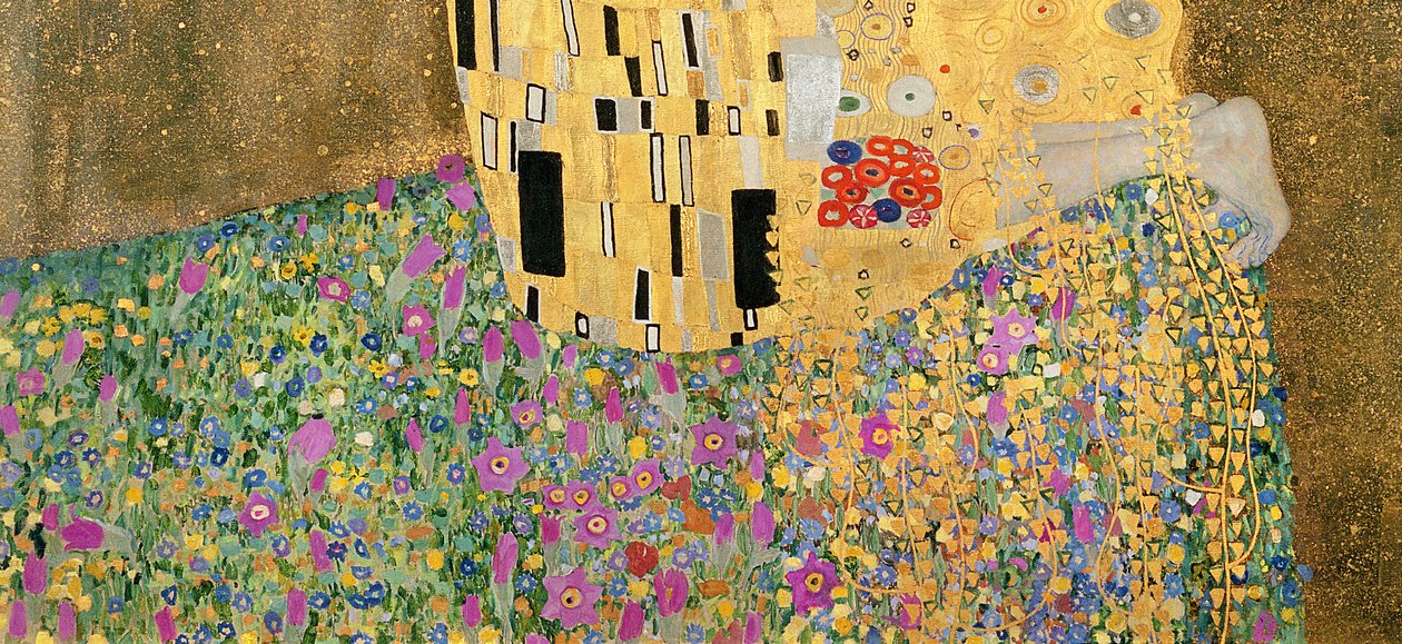 The Kiss, 1907-08 olje på lerret detalj av 601 av Gustav Klimt