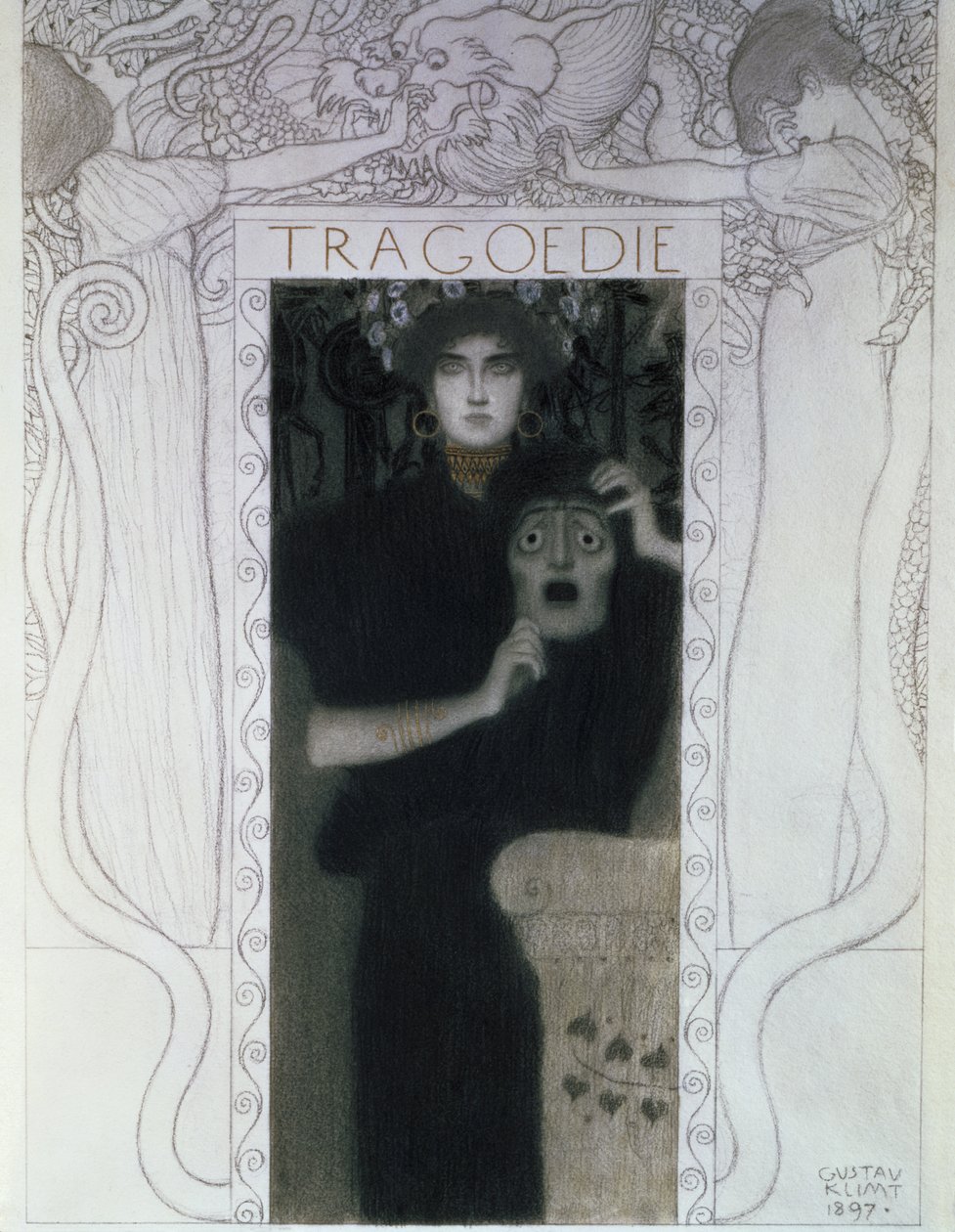 Tragedie, 1897 (tegning) av Gustav Klimt