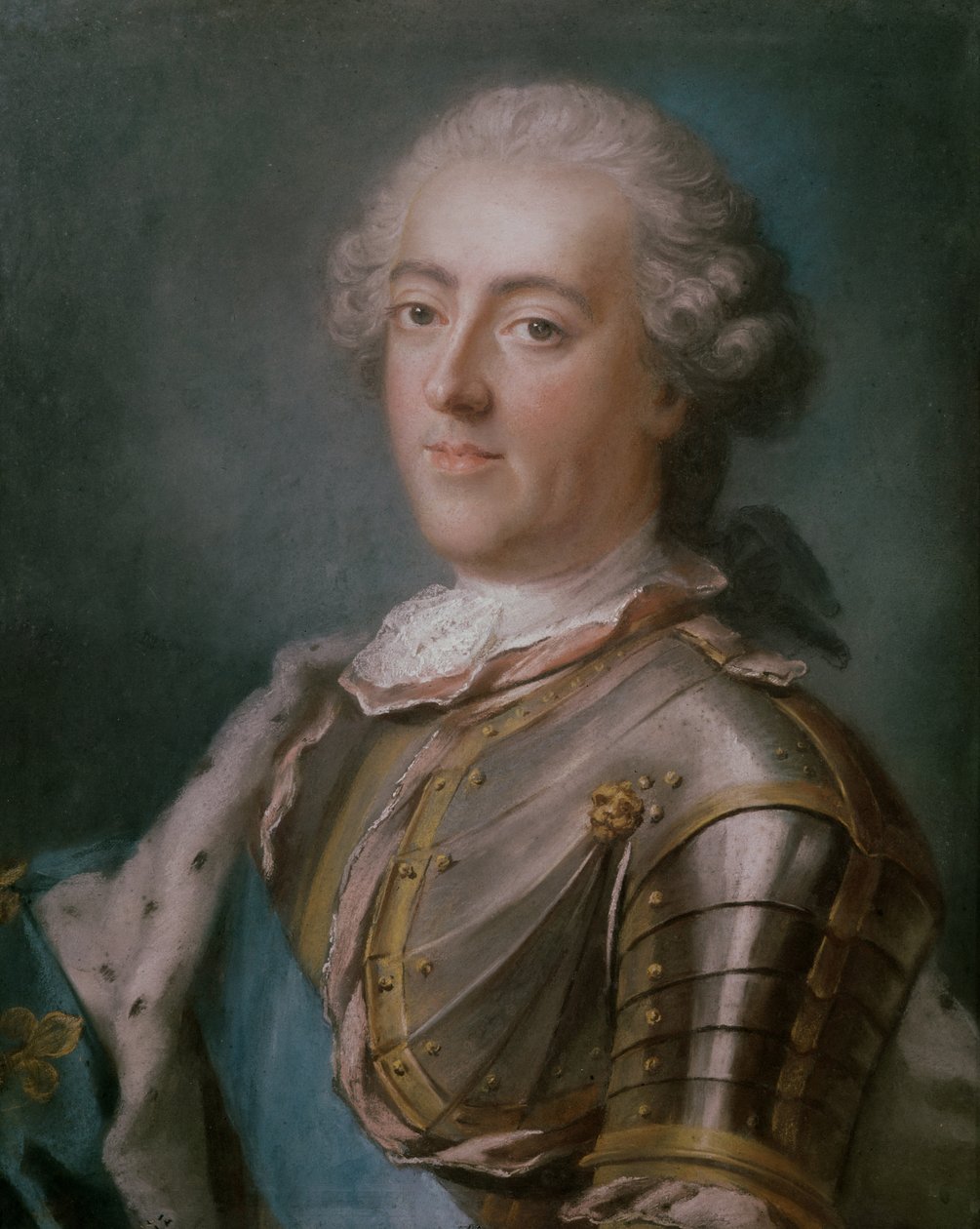 Portrett av Louis XV (1710-74) konge av Frankrike (pastell på papir) (se 173609 for par) av Gustaf Lundberg