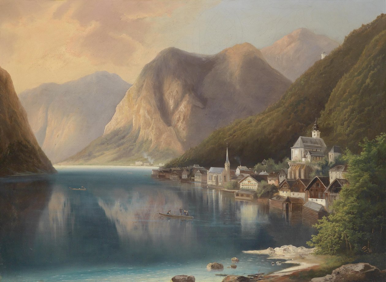 Utsikt over Hallstadt av Gustav Barbarini