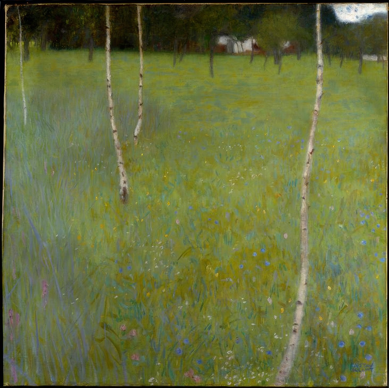 Våningshus med bjørker (unge bjørker) av Gustav Klimt