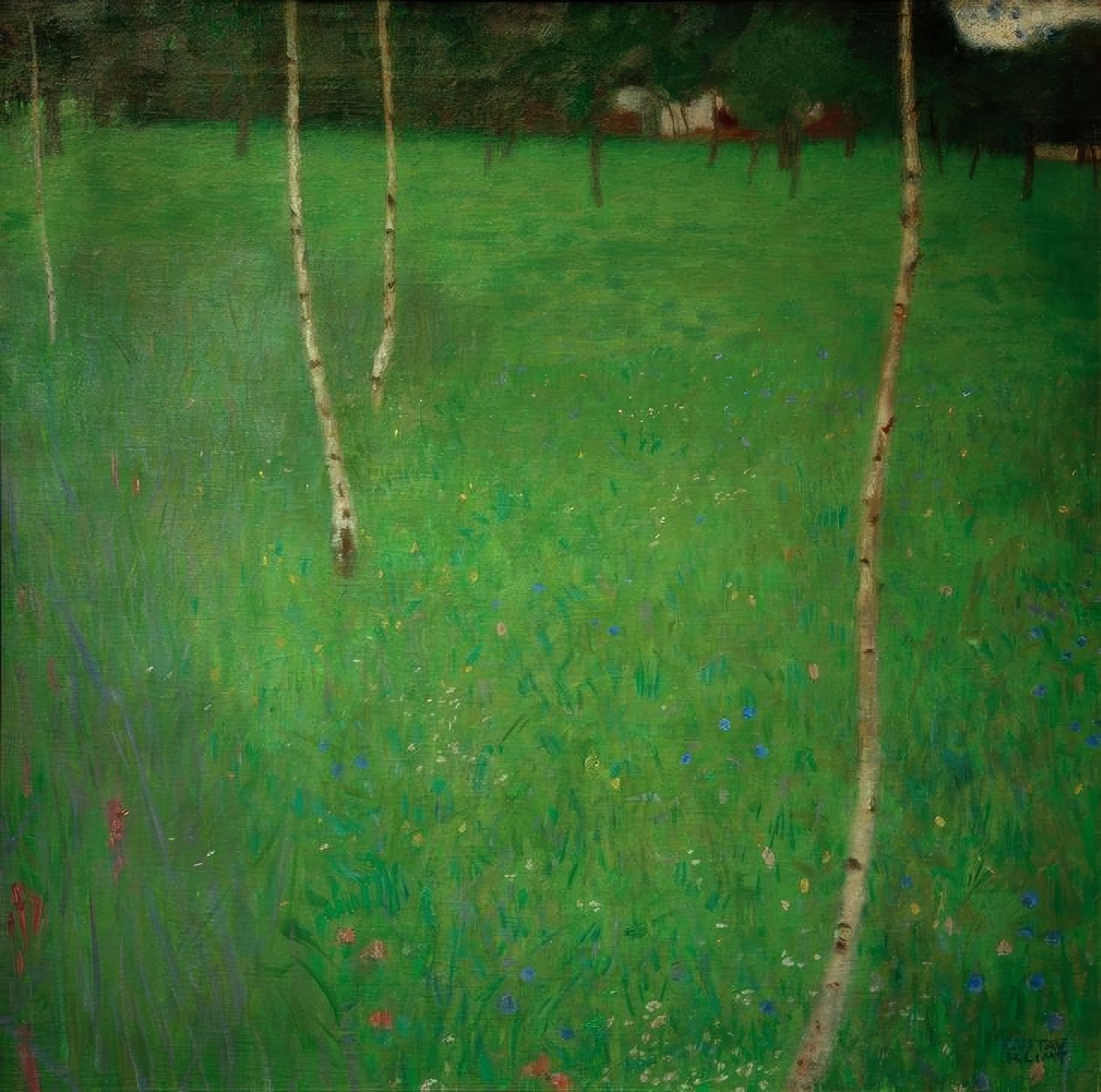 Våningshus med bjørketrær av Gustav Klimt
