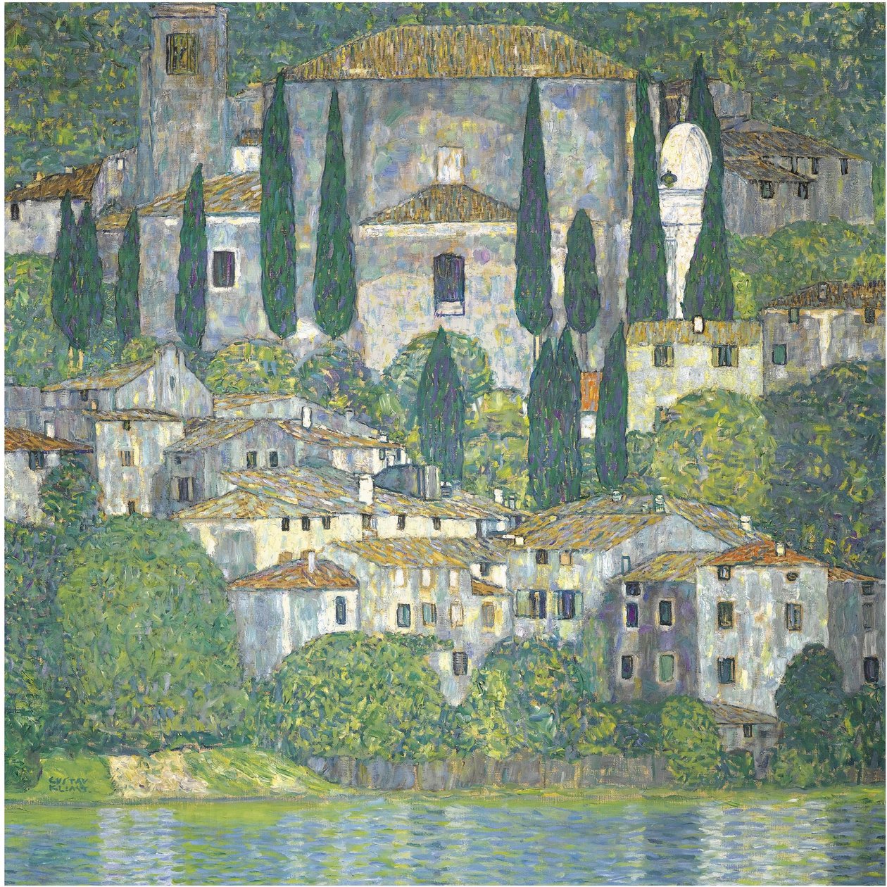 Kirke i Cassone-landskap med sypresser, 1913 av Gustav Klimt