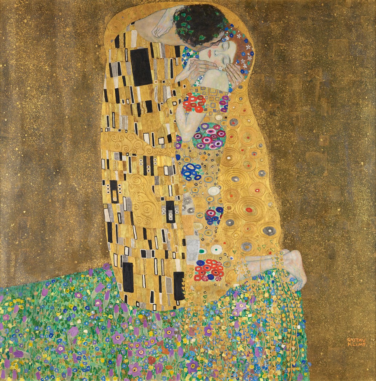 Kysset (kjærlig par) av Gustav Klimt