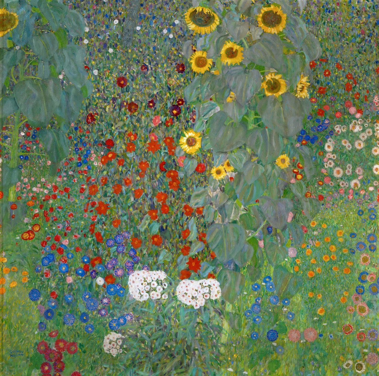 Gårdshage med solsikker, 1905-1906 av Gustav Klimt