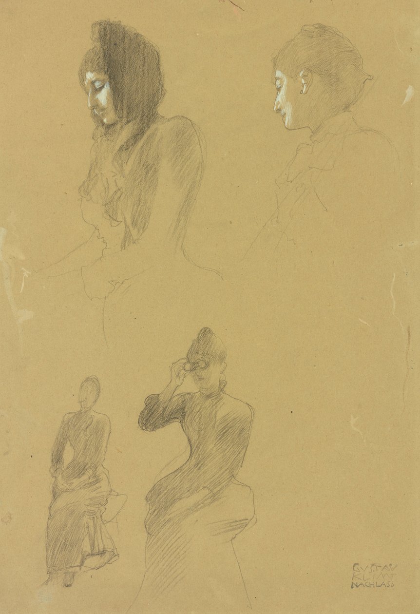 Fire portrettstudier av kvinner av Gustav Klimt