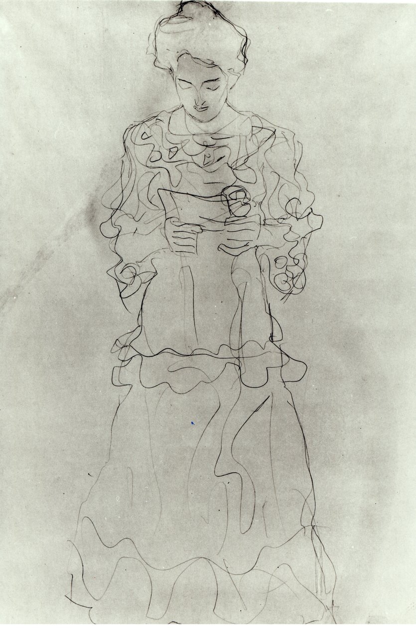 Jente som leser jeg, av Gustav Klimt