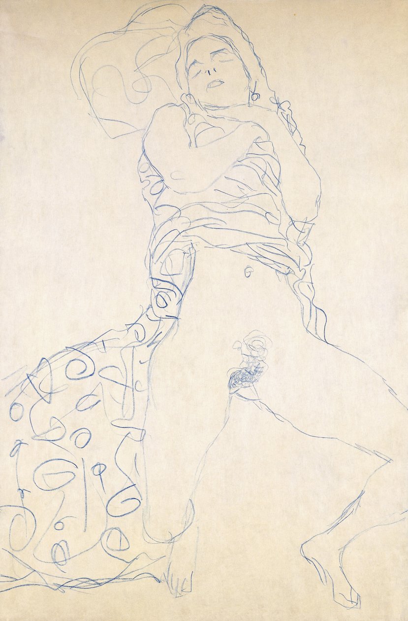 Naken; Halbakt, 1913 av Gustav Klimt