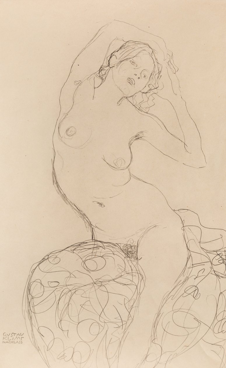 Sittende naken, ca 1914-1916. av Gustav Klimt