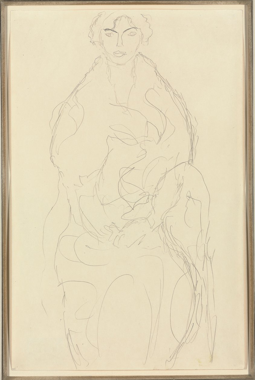 Sittende kvinne forfra, ca. 1917-18 av Gustav Klimt