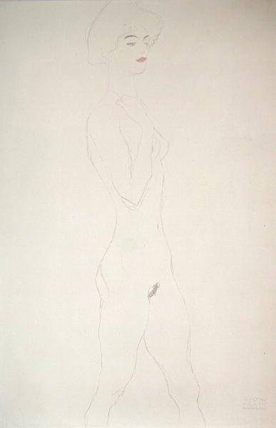Stående naken (blyant på papir) av Gustav Klimt