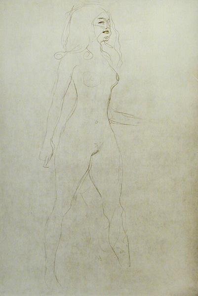 Stående naken (verso) av Gustav Klimt
