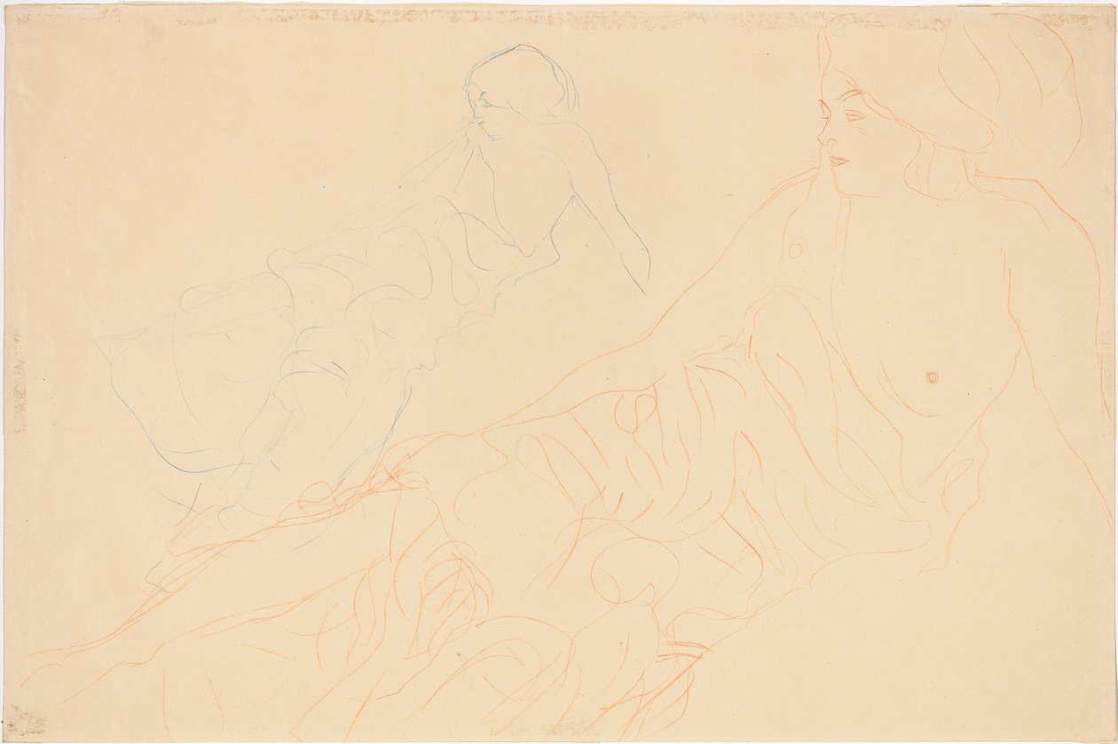To studier av en liggende kvinne, 1913 av Gustav Klimt