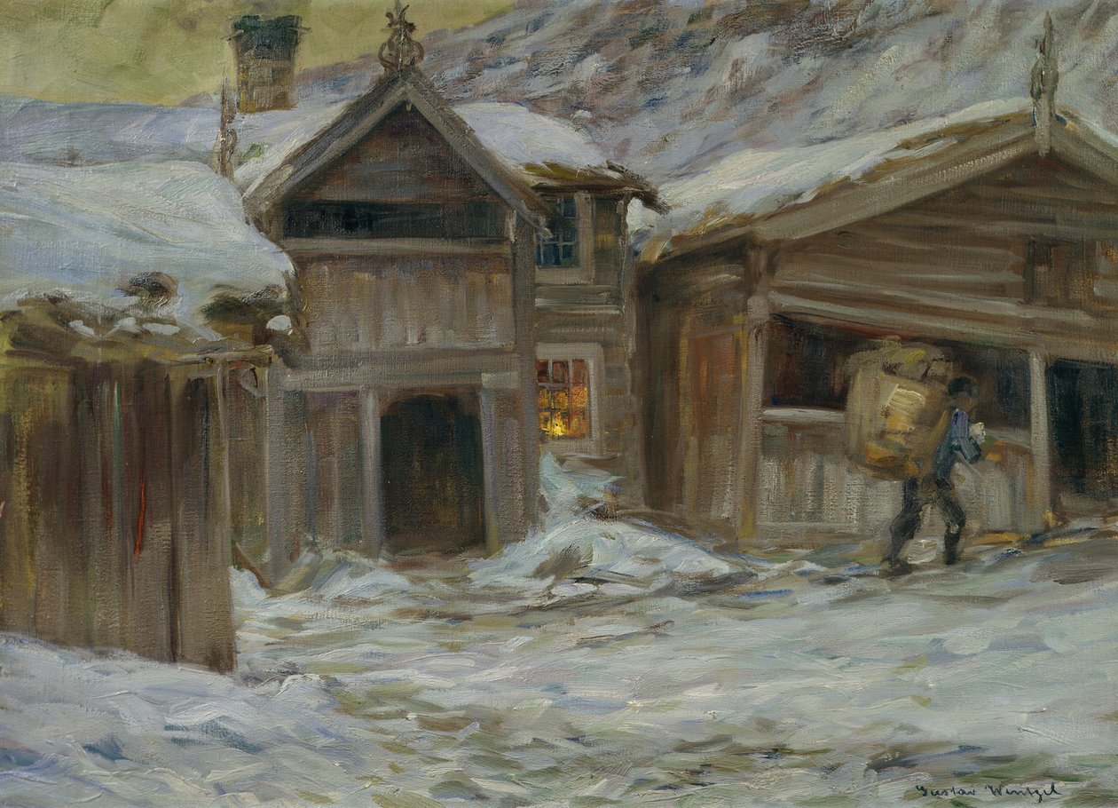 Sandbu farm in Vaagaa (Vågå) av Gustav Wentzel