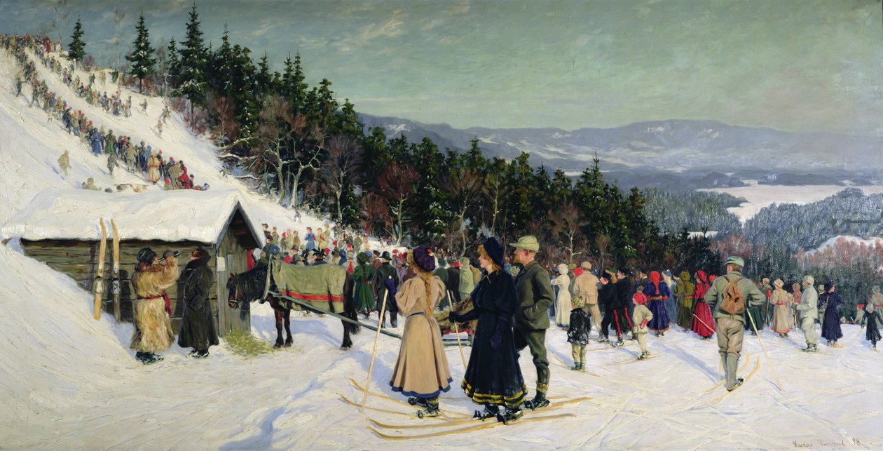 Skikonkurranse i Fjelkenhill av Gustav Wentzel