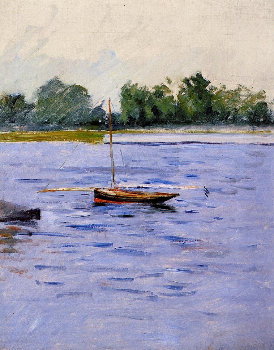 Båt ved Anchor on the Seine av Gustave Caillebotte
